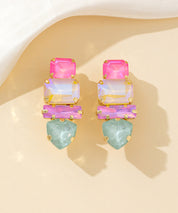 Boucles d’oreilles clips strass géométriques – 26PEBOL035
