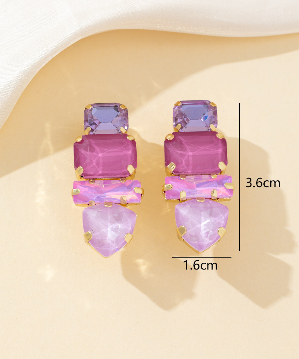 Boucles d’oreilles clips strass géométriques – 26PEBOL035