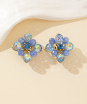 Boucles d’oreilles clips fleur strass facettés – 26PEBOL036