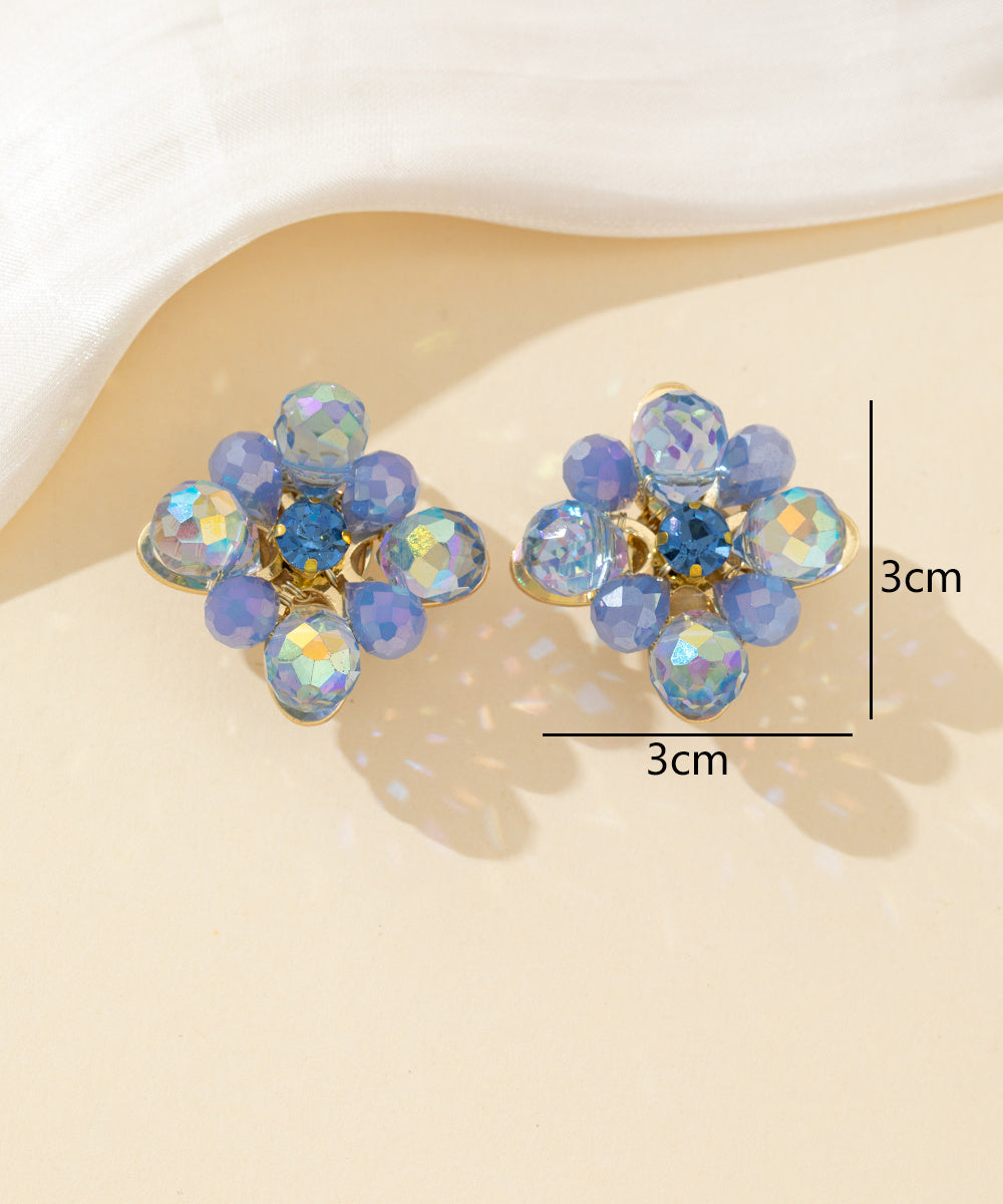 Boucles d’oreilles clips fleur strass facettés – 26PEBOL036