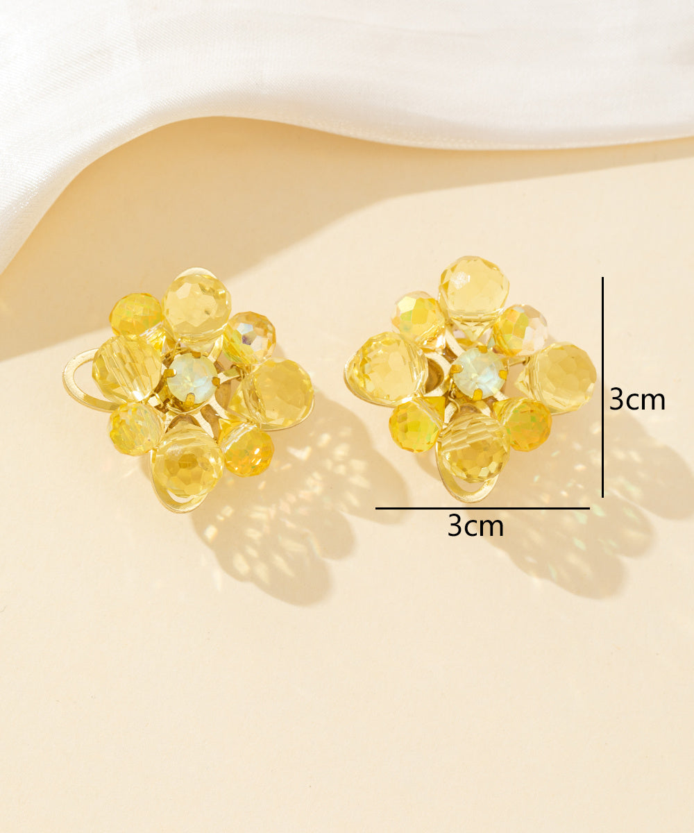 Boucles d’oreilles clips fleur strass facettés – 26PEBOL036