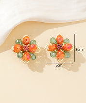Boucles d’oreilles clips fleur strass facettés – 26PEBOL036