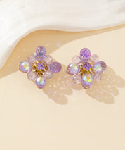 Boucles d’oreilles clips fleur strass facettés – 26PEBOL036