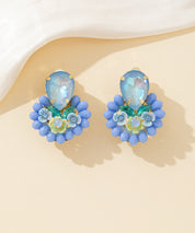 Boucles d’oreilles clips fleur strass & perles – 26PEBOL037