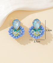 Boucles d’oreilles clips fleur strass & perles – 26PEBOL037