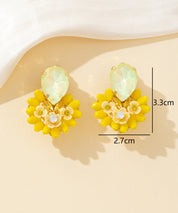 Boucles d’oreilles clips fleur strass & perles – 26PEBOL037