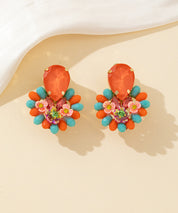 Boucles d’oreilles clips fleur strass & perles – 26PEBOL037