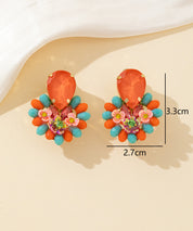 Boucles d’oreilles clips fleur strass & perles – 26PEBOL037