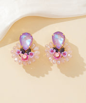 Boucles d’oreilles clips fleur strass & perles – 26PEBOL037