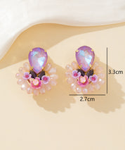 Boucles d’oreilles clips fleur strass & perles – 26PEBOL037