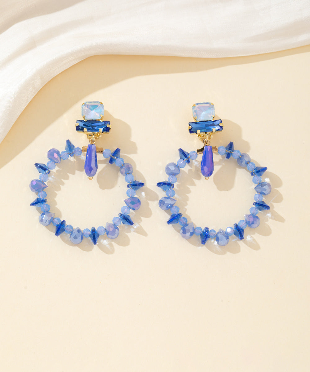 Boucles d’oreilles clips anneau perlé & strass – 26PEBOL038