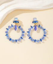 Boucles d’oreilles clips anneau perlé & strass – 26PEBOL038