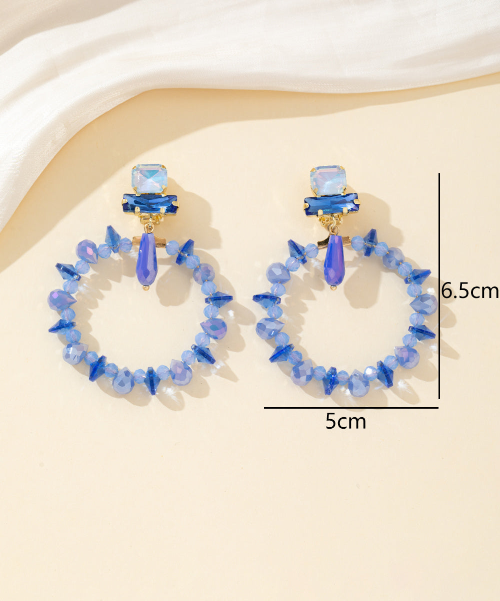 Boucles d’oreilles clips anneau perlé & strass – 26PEBOL038