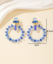 Boucles d’oreilles clips anneau perlé & strass – 26PEBOL038