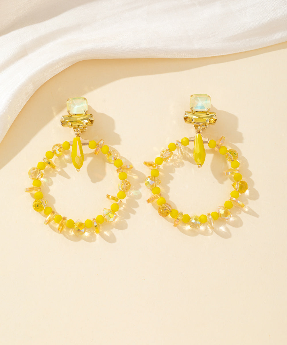 Boucles d’oreilles clips anneau perlé & strass – 26PEBOL038