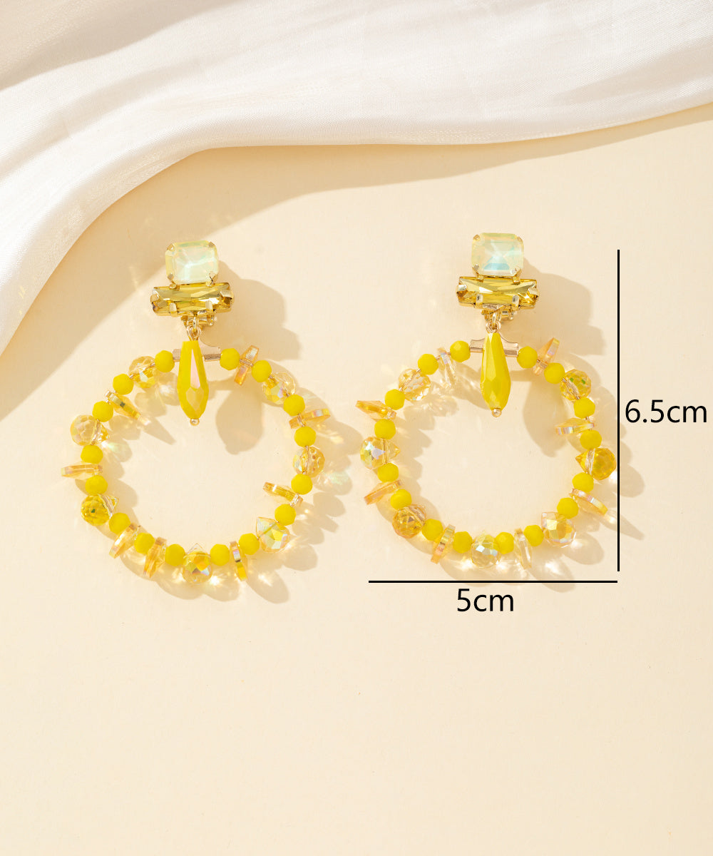 Boucles d’oreilles clips anneau perlé & strass – 26PEBOL038