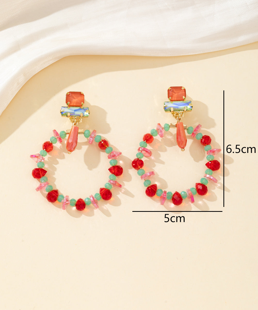Boucles d’oreilles clips anneau perlé & strass – 26PEBOL038