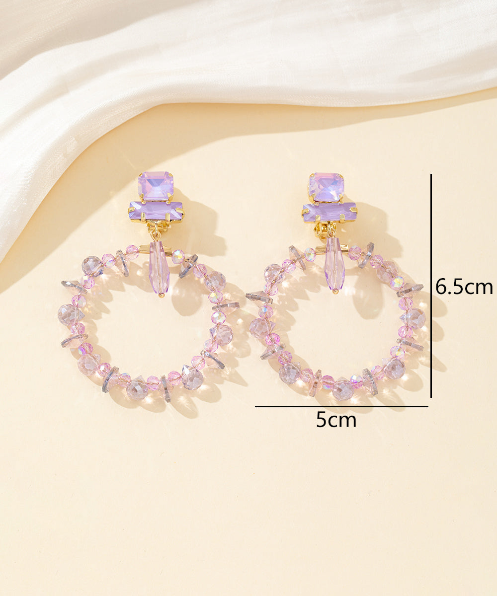 Boucles d’oreilles clips anneau perlé & strass – 26PEBOL038