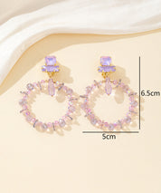 Boucles d’oreilles clips anneau perlé & strass – 26PEBOL038