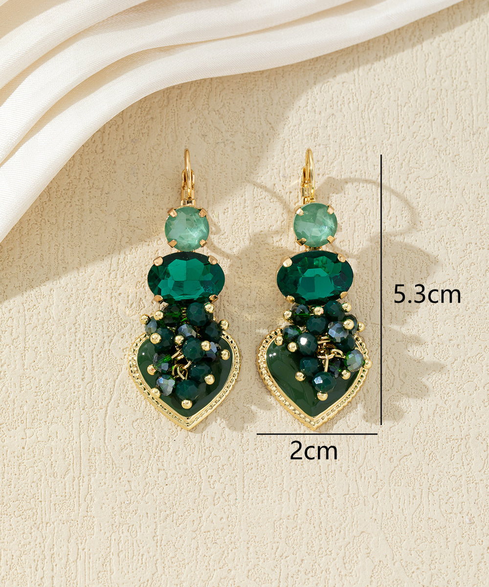 Boucles d’oreilles pendantes avec cœur et perles 27AHBOL001