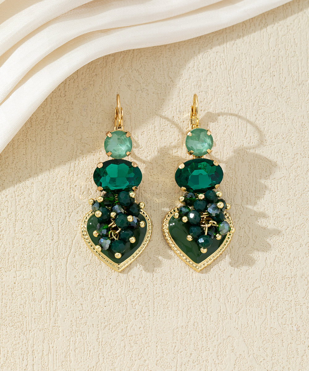 Boucles d’oreilles pendantes avec cœur et perles 27AHBOL001