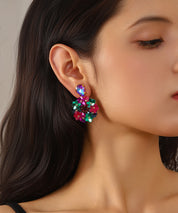 Boucles d’oreilles pendantes fleuries – 27AHBOL006