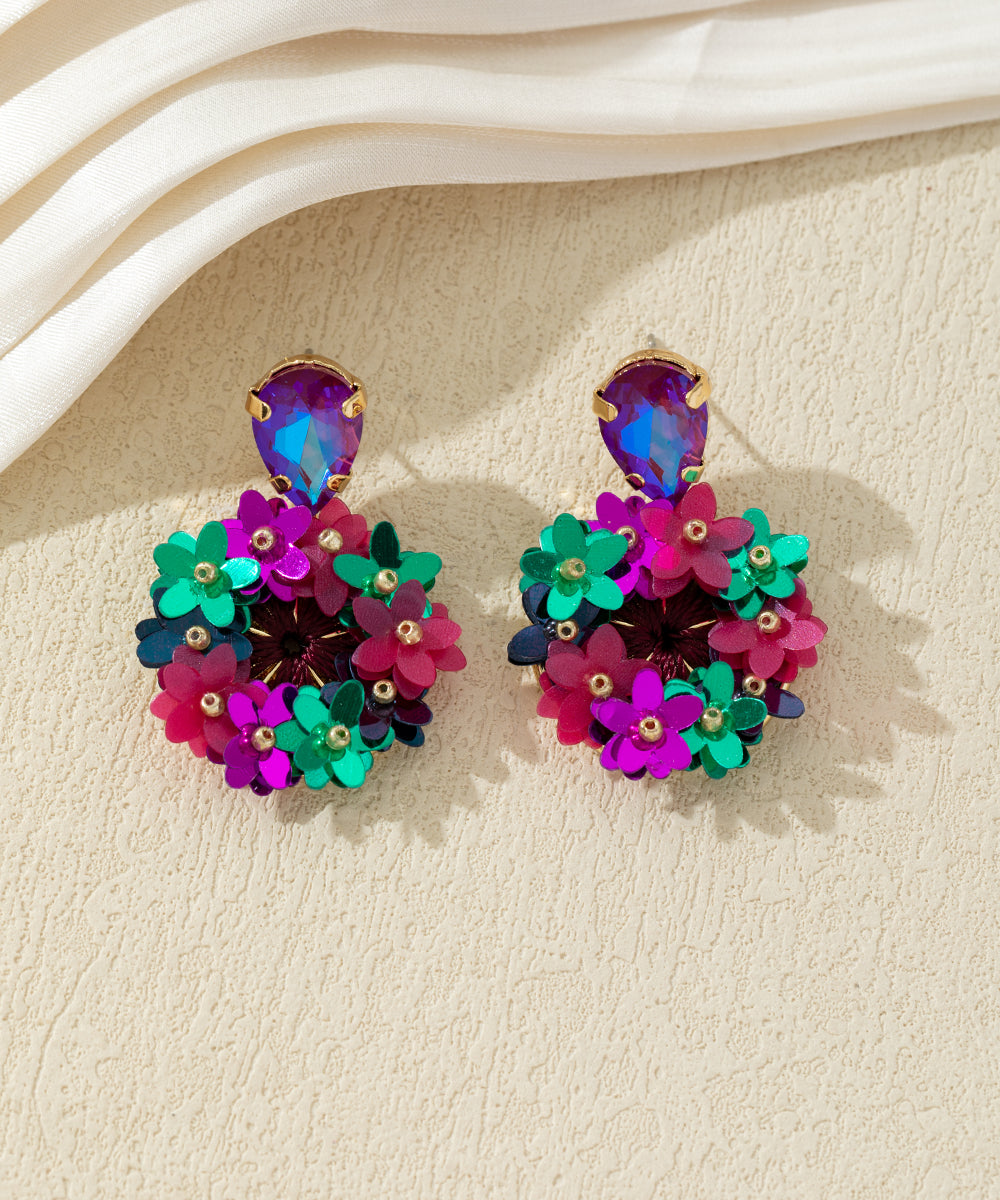 Boucles d’oreilles pendantes fleuries – 27AHBOL006