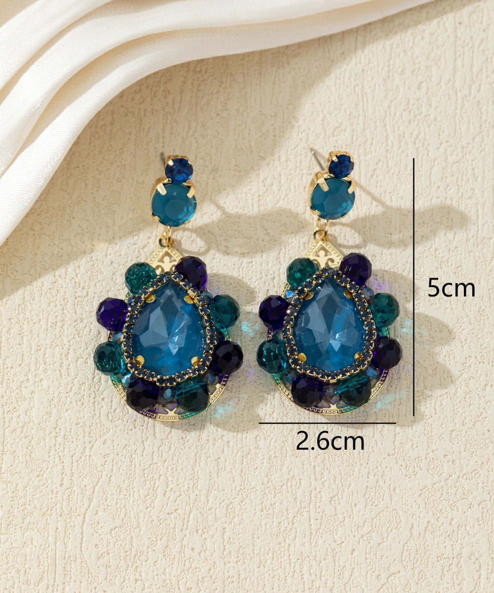 Boucles d’oreilles pendantes pierres en verre – 27AHBOL009