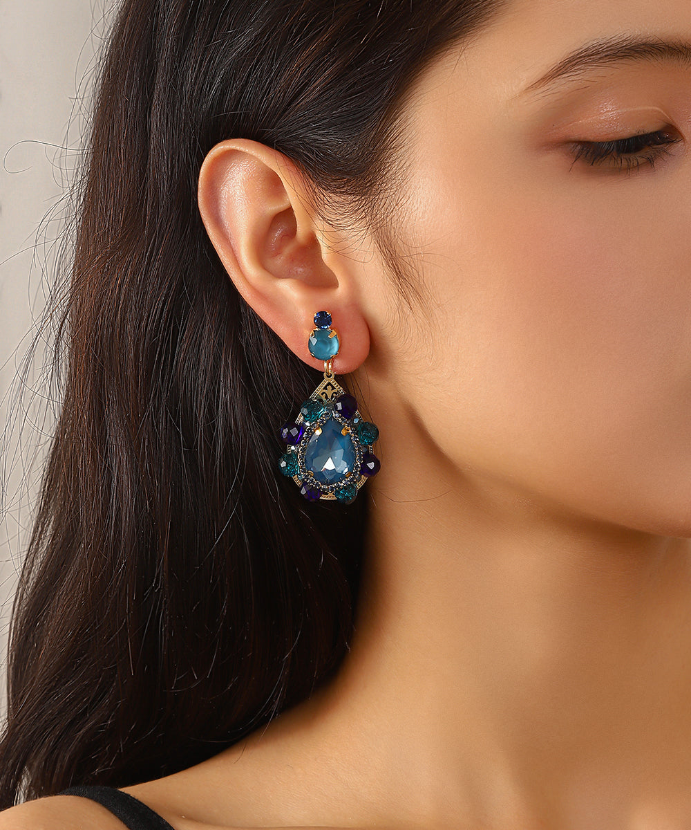 Boucles d’oreilles pendantes pierres en verre – 27AHBOL009