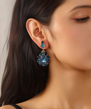 Boucles d’oreilles pendantes pierres en verre – 27AHBOL009