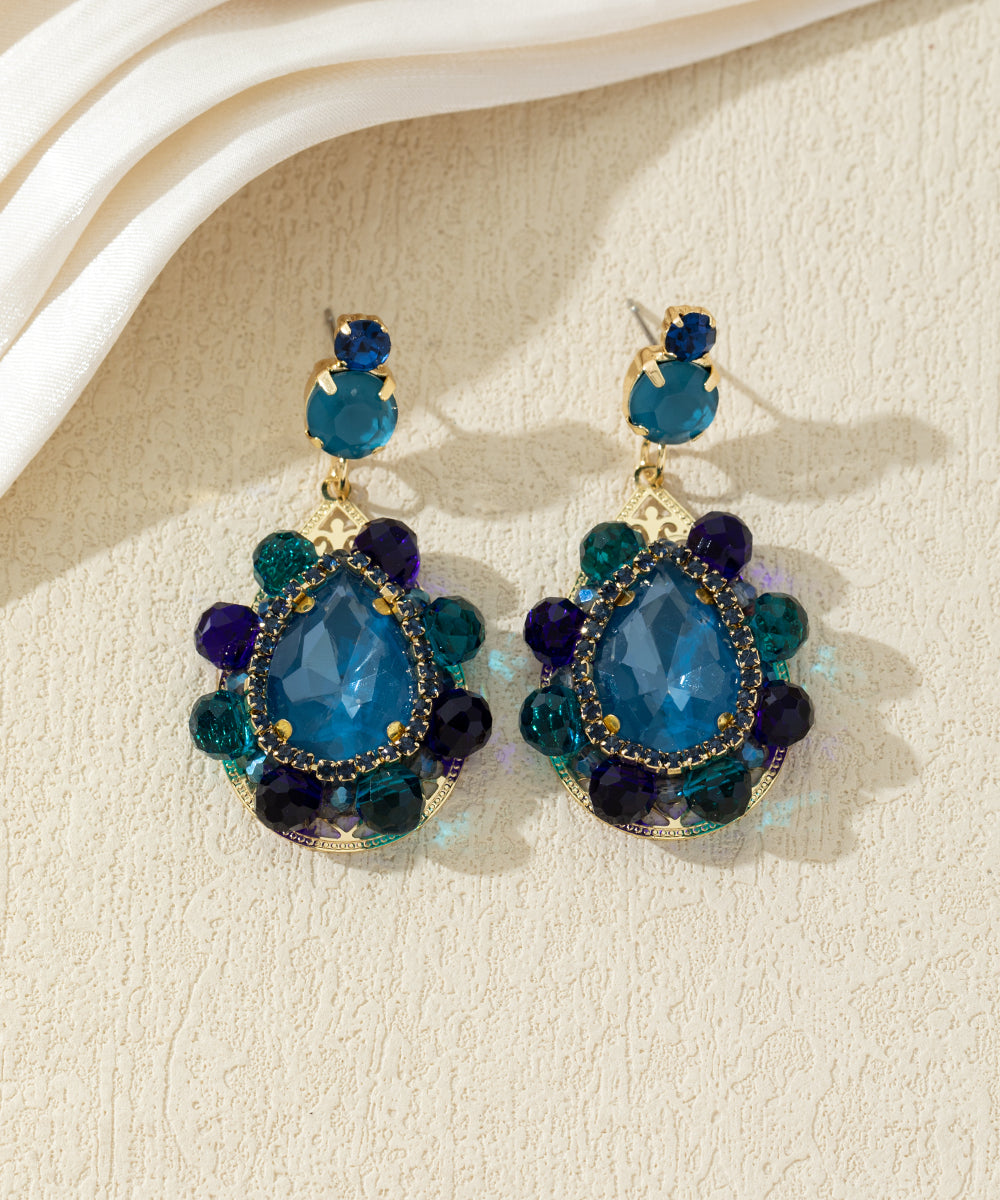 Boucles d’oreilles pendantes pierres en verre – 27AHBOL009