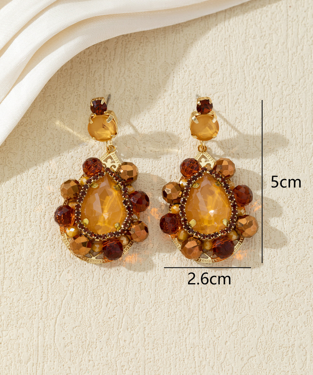 Boucles d’oreilles pendantes pierres en verre – 27AHBOL009