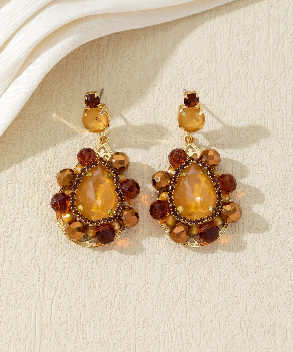 Boucles d’oreilles pendantes pierres en verre – 27AHBOL009