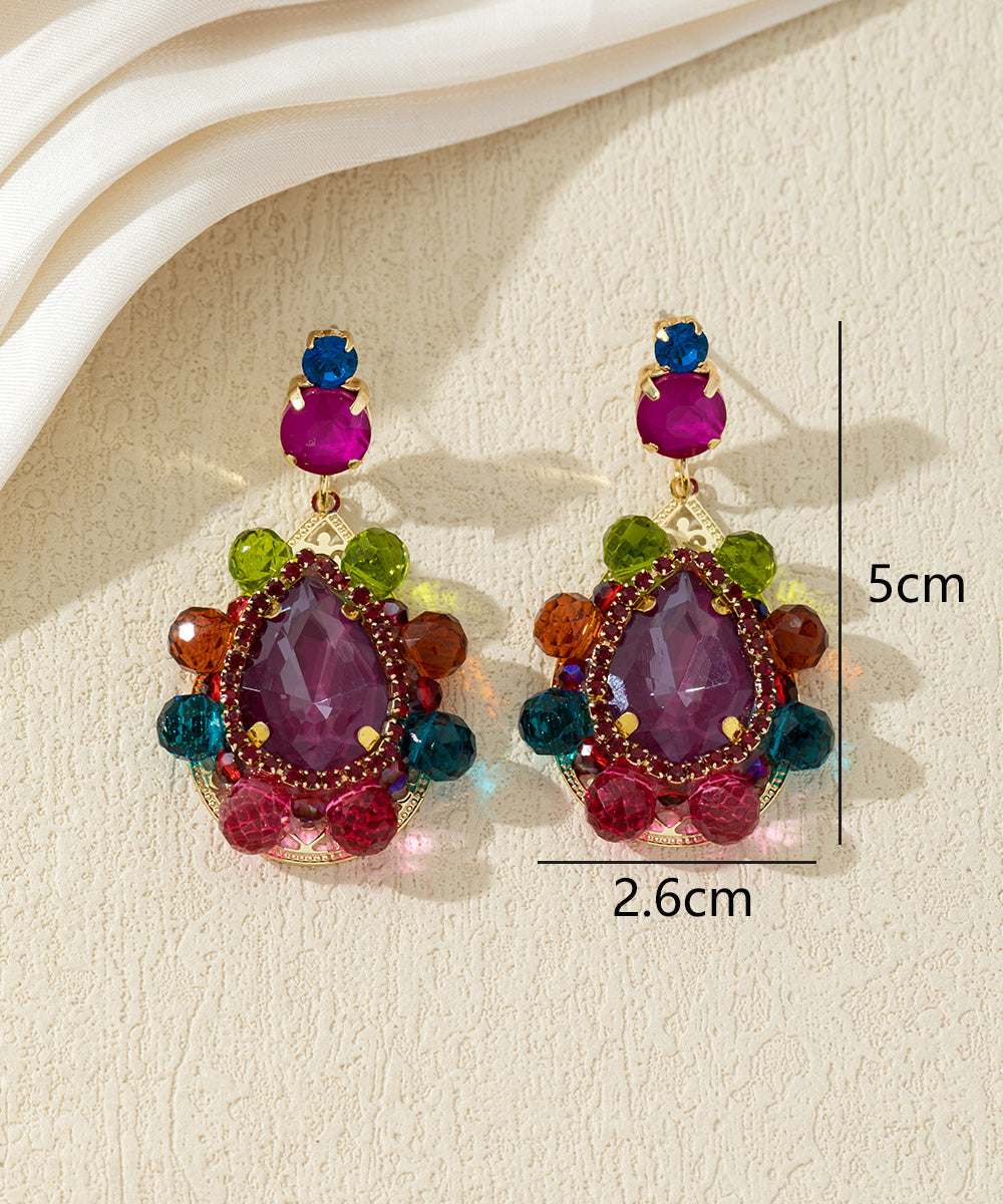 Boucles d’oreilles pendantes pierres en verre – 27AHBOL009