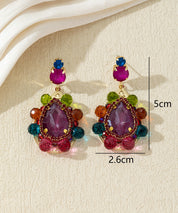 Boucles d’oreilles pendantes pierres en verre – 27AHBOL009