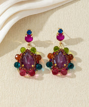 Boucles d’oreilles pendantes pierres en verre – 27AHBOL009