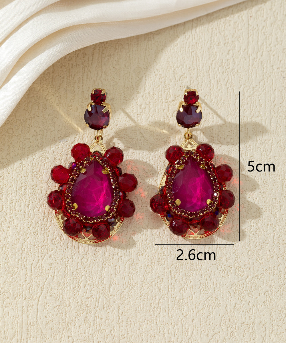 Boucles d’oreilles pendantes pierres en verre – 27AHBOL009