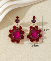Boucles d’oreilles pendantes pierres en verre – 27AHBOL009
