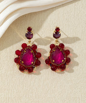 Boucles d’oreilles pendantes pierres en verre – 27AHBOL009