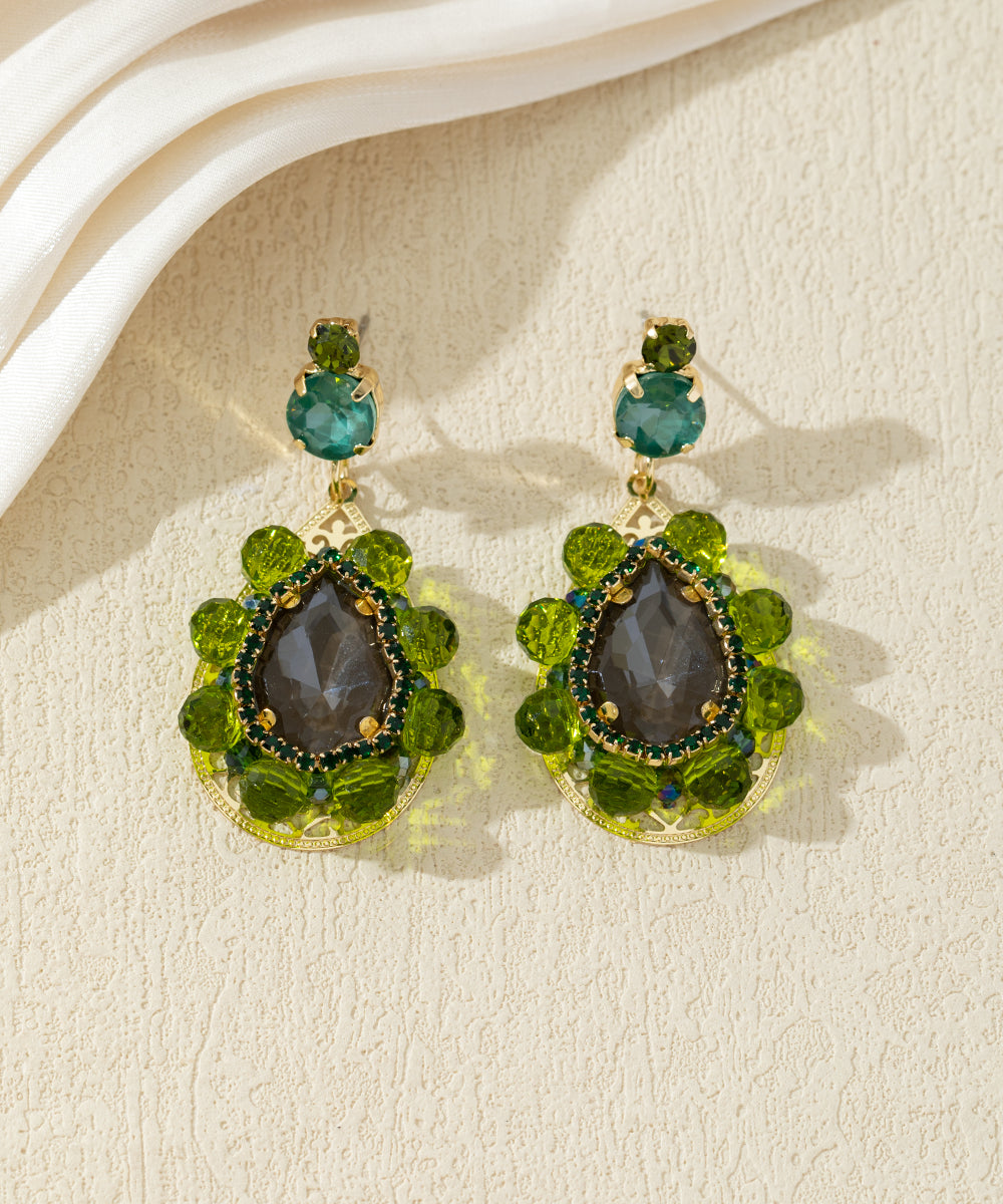 Boucles d’oreilles pendantes pierres en verre – 27AHBOL009