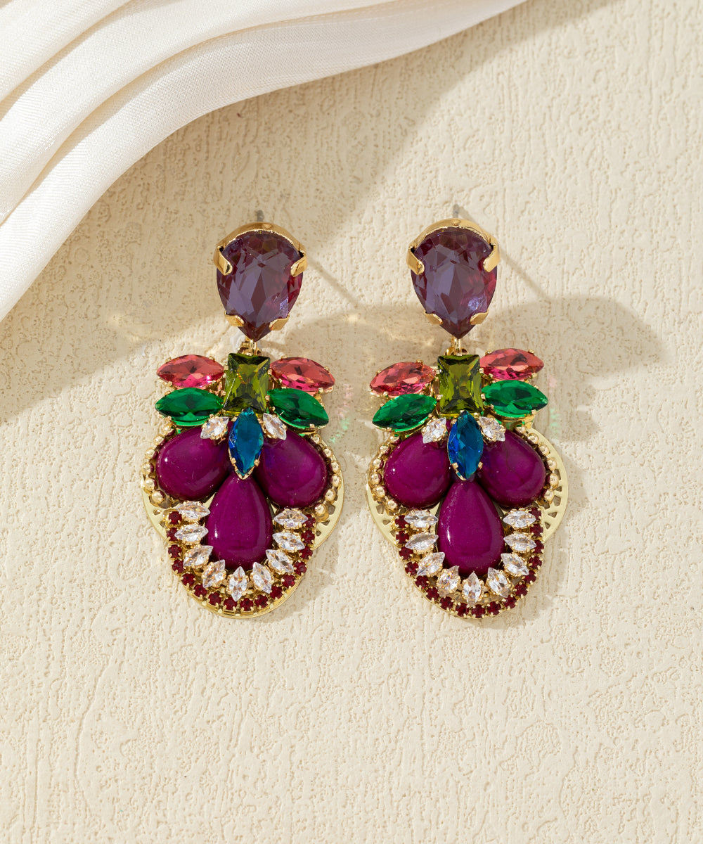 Boucles d’oreilles pendantes ornées de cristaux – 27AHBOL010