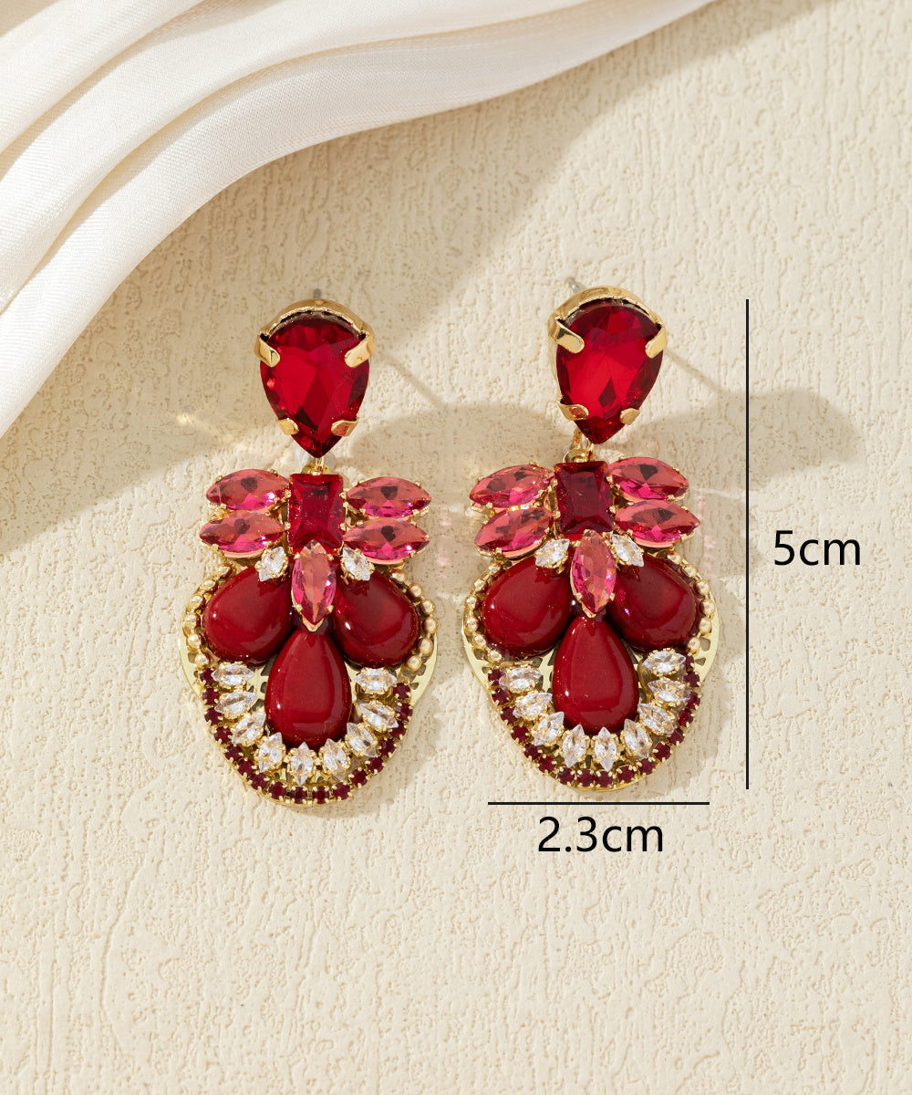 Boucles d’oreilles pendantes ornées de cristaux – 27AHBOL010