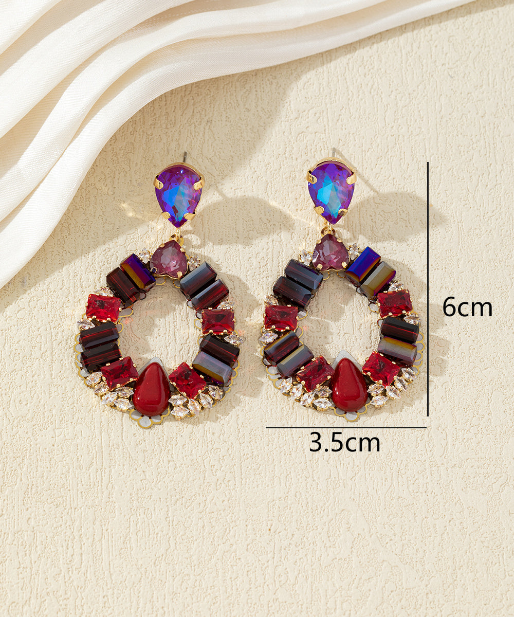 Boucles d’oreilles pendantes ornées de cristaux 27AHBOL012