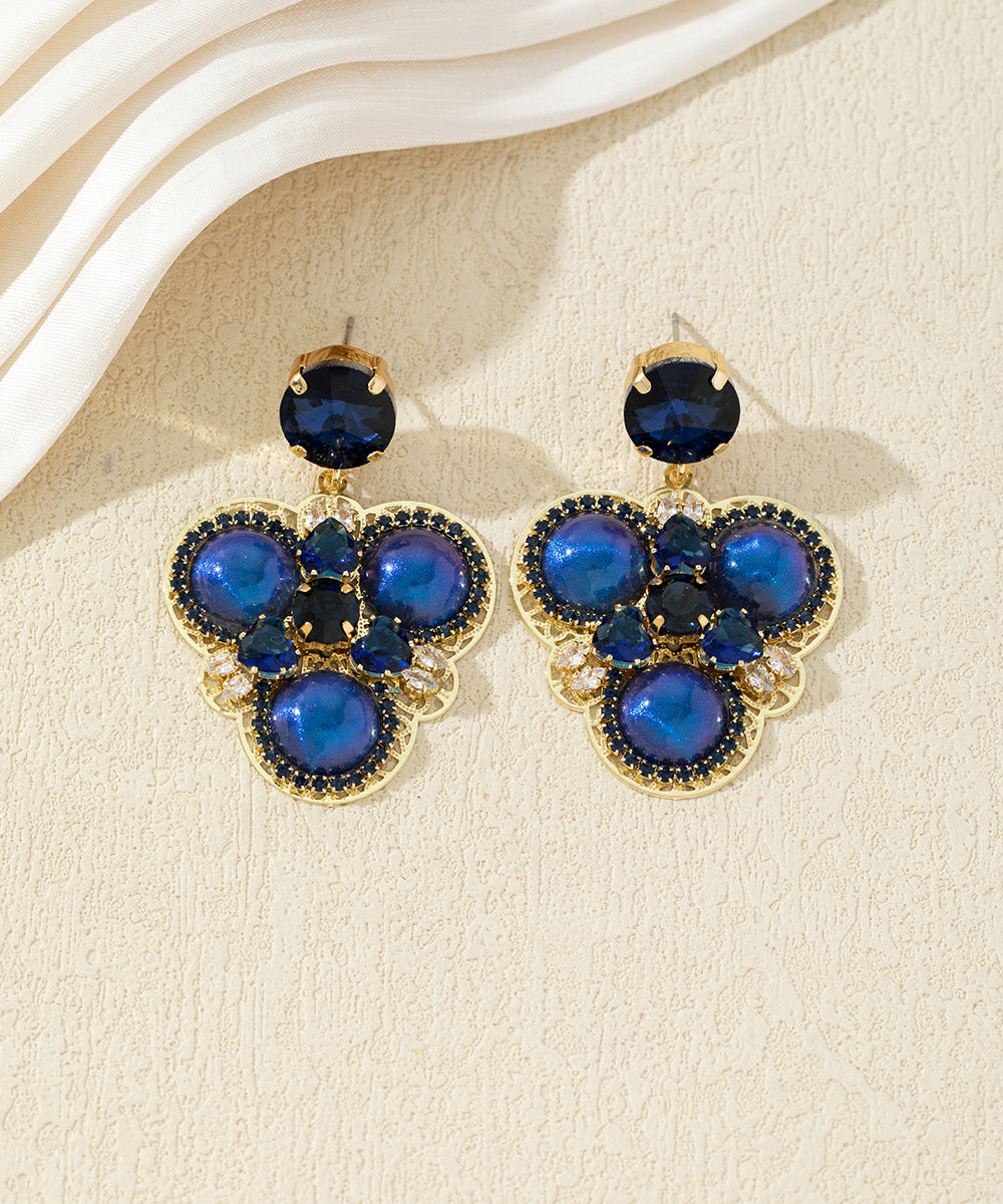 Boucles d’oreilles pendantes ornées de cristaux – 27AHBOL013