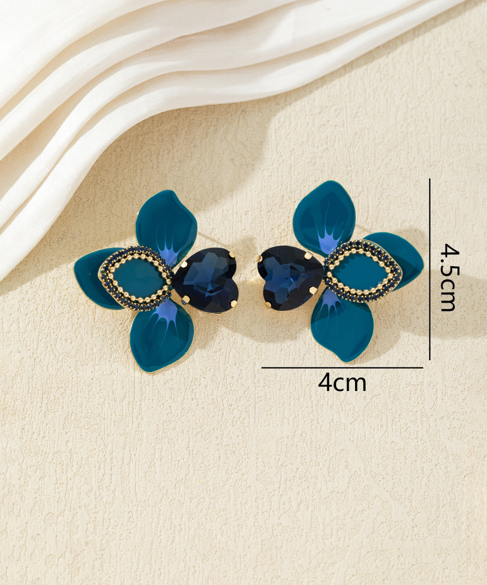 Boucles d’oreilles fleuries ornées de cristaux – 27AHBOL014