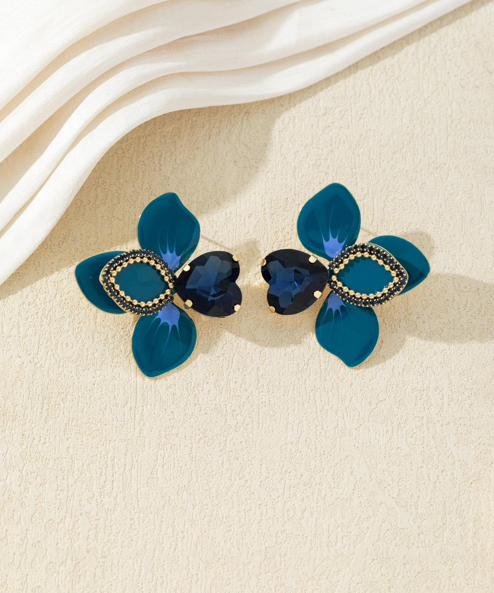 Boucles d’oreilles fleuries ornées de cristaux – 27AHBOL014