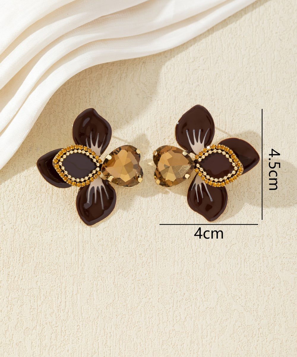 Boucles d’oreilles fleuries ornées de cristaux – 27AHBOL014