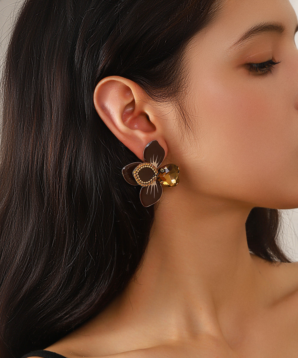 Boucles d’oreilles fleuries ornées de cristaux – 27AHBOL014