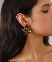 Boucles d’oreilles fleuries ornées de cristaux – 27AHBOL014