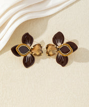 Boucles d’oreilles fleuries ornées de cristaux – 27AHBOL014